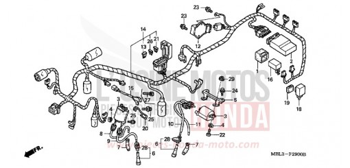 FAISCEAU DES FILS/ BOBINE D'ALLUMAGE NT650VW de 1998